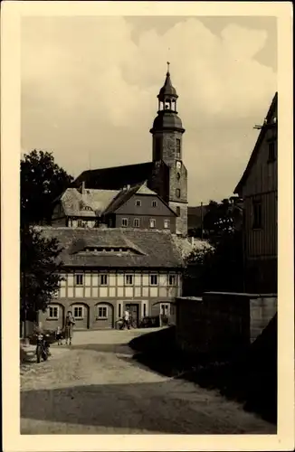 Ak Waltersdorf Großschönau Oberlausitz, Ortspartie, Kirche