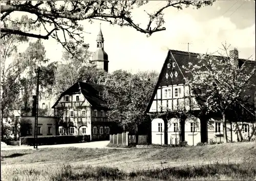 Ak Schönbach in der Oberlausitz, Thomas Gaststätte, Fachwerkhäuser