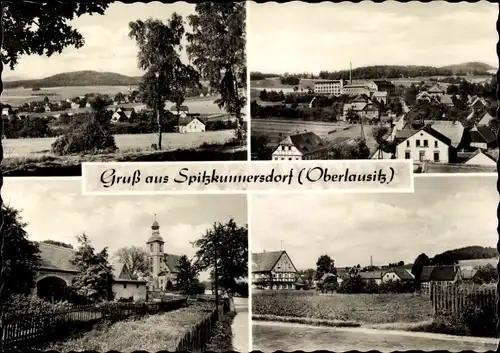 Ak Spitzkunnersdorf Leutersdorf Oberlausitz, Panorama, Straßenpartien