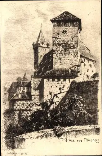 Künstler Ak  Nürnberg in Mittelfranken, Fünfeckiger Thurm