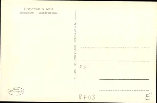 Ak Ochsenfurt am Main Unterfranken, Klingenturm, Jugendherberge