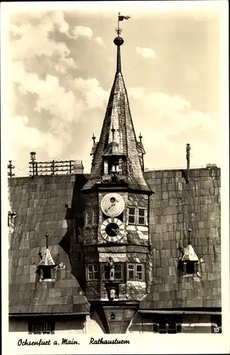Ak Ochsenfurt am Main Unterfranken, Rathausturm