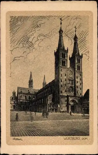 Künstler Ak Würzburg am Main Unterfranken, Dom