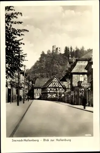 Ak Steinbach Hallenberg im Thüringer Wald, Blick zur Hallenburg