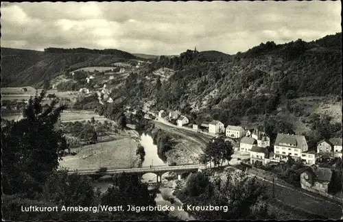 Ak Arnsberg im Sauerland Westfalen, Jägerbrücke und Kreuzberg