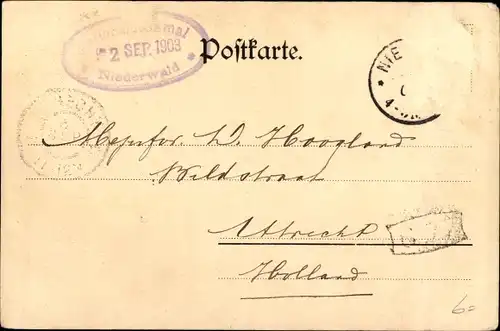 Ak Rüdesheim am Rhein Hessen, Der Abschied, am Nationaldenkmal, Relief