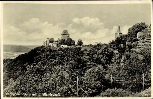 Ak Nideggen in der Eifel, Burg mit Eifellandschaft