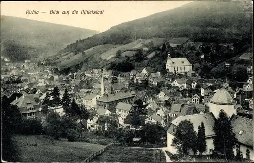 Ak Ruhla in Thüringen, Blick auf die Mittelstadt, Totalansicht