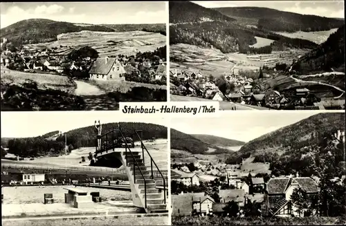 Ak Steinbach Hallenberg im Thüringer Wald, Panorama, Schwimmbad