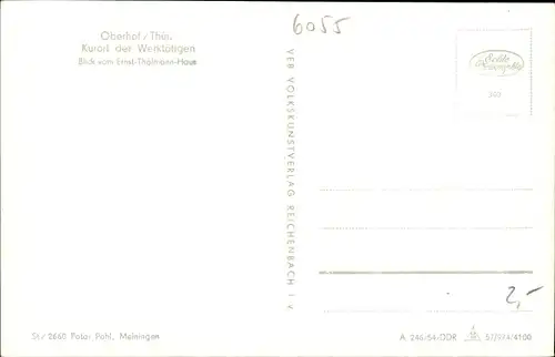 Ak Oberhof im Thüringer Wald, Blick vom Ernst-Thälmann-Haus