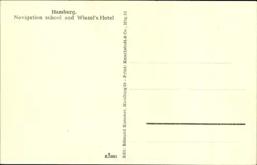 Ak Hamburg Mitte St. Pauli, Navigationsschule, Navigation school, Wiezel's Hotel