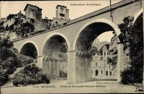 Ak Monaco, Pont et Chapelle Sainte Devote
