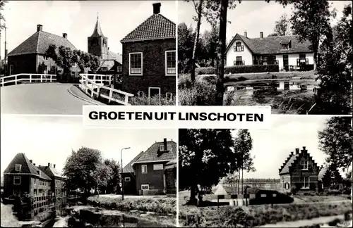 Ak Linschoten Utrecht Niederlande, Ortsansicht, Straßenpartie, Kirche