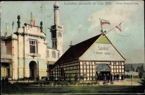 Ak Liège Lüttich Wallonien, Exposition Universelle 1905, Ferme Westphalienne, Haus Schlichte