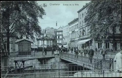 Ak Charleroi Wallonien Hennegau, Entree de la Ville, Brücke, Pavillon