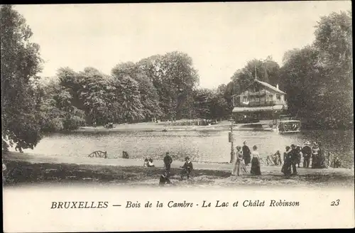 Ak Bruxelles Brüssel, Bois de la Cambre, le Lac et Châlet Robinson