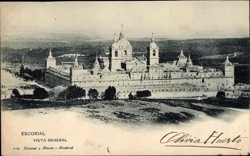 Ak San Lorenzo de El Escorial Region Madrid, Vista General, Klosteranlage