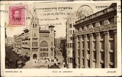 Ak Barcelona Katalonien Spanien, Plaza de Junqueras