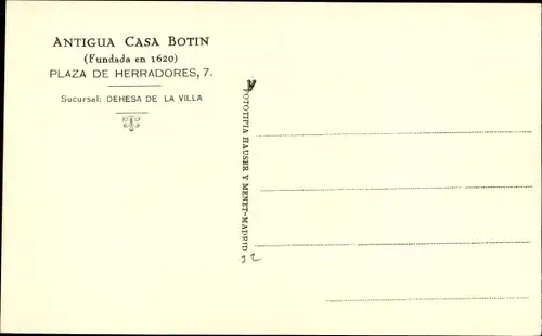 Ak Madrid Spanien, Antigua Casa Botin