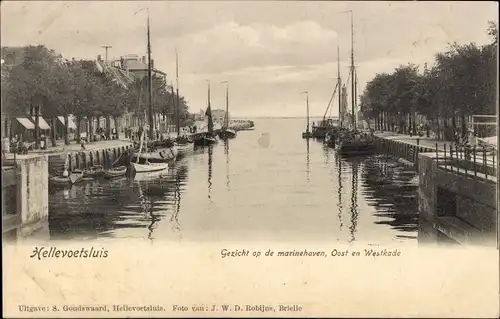 Ak Hellevoetsluis Südholland, Marinehaven, Oost en Westkade