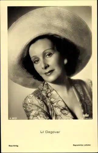 Ak Schauspielerin Lil Dagover, Portrait mit Hut, Ross Verlag A 3371 1