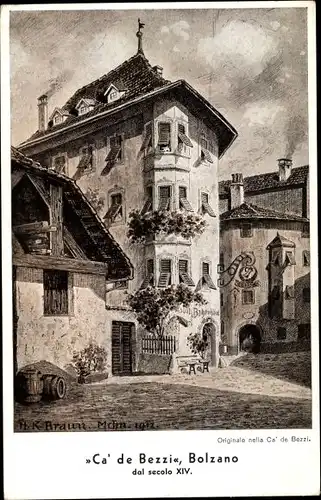 Künstler Ak Bozen Bolzano Südtirol, Ca' de Bezzi, Batzenhäusl