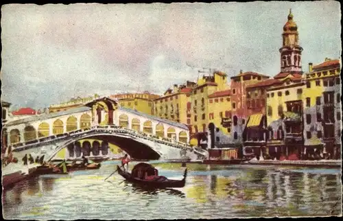 Ak Venezia Venedig Veneto, Rialto Brücke