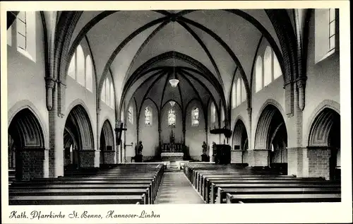 Ak Linden Hannover in Niedersachsen, Inneres der kath. Pfarrkirche St. Benno