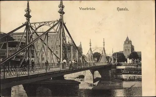 Ak Hameln an der Weser Niedersachsen, An der Weserbrücke