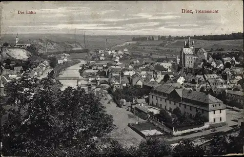 Ak Diez an der Lahn, Panorama von der Ortschaft