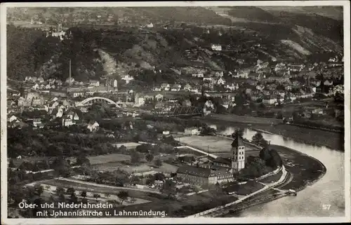 Ak Niederlahnstein Lahnstein am Rhein, Oberlahnstein, Johanniskirche, Lahnmündung