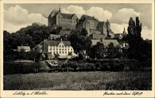 Ak Colditz in Sachsen, Partie mit dem Schloss