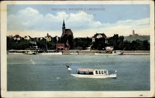 Ak Bad Godesberg Bonn am Rhein, Rheinufer, Landebrücke