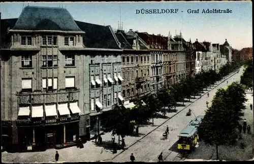 Ak Düsseldorf am Rhein, Graf Adolf Straße, Straßenbahn