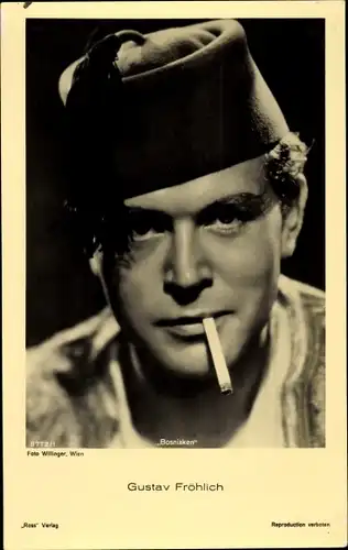 Ak Schauspieler Gustav Fröhlich, Portrait mit Zigarette, Bosniaken, Ross Verlag 8772 1