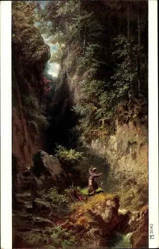 Künstler Ak Spitzweg, C., Der Forellenfischer