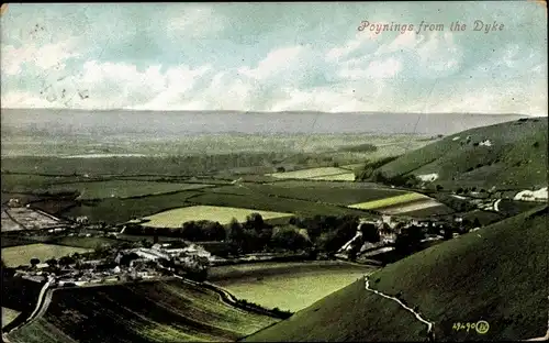 Ak Poynings Sussex England, From the Dyke