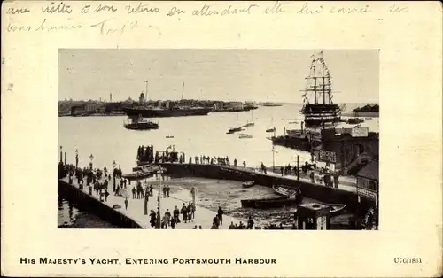 Ak Portsmouth Hampshire England, Harbour, His Majesty's Yacht