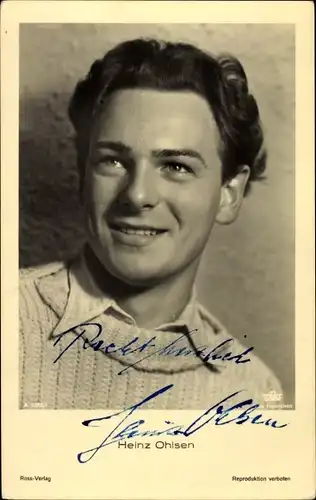 Ak Schauspieler Heinz Ohlsen, Portrait, Ross Verlag 3263/1, Autogramm