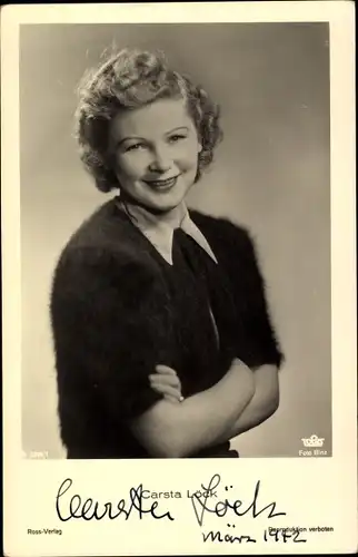 Ak Schauspielerin Carsta Löck, Portrait, Ross Verlag A 3399/1, Autogramm