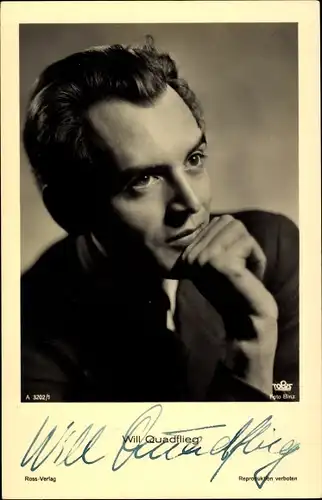 Ak Schauspieler Will Quadflieg, Ross Verlag A 3202 1, Autogramm