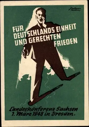 Künstler Ak Für Deutschlands Einheit und gerechten Frieden,Volkskongress Sachsen,Dresden 1 März 1948