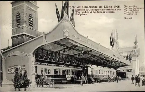Ak Liège Lüttich Wallonien, Exposition 1905, Trains de Luxe Transiberien, Eisenbahn