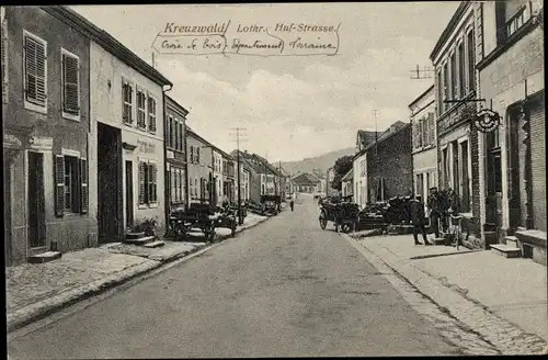 Ak Creutzwald la Croix Kreuzwald Moselle, Hof-Straße