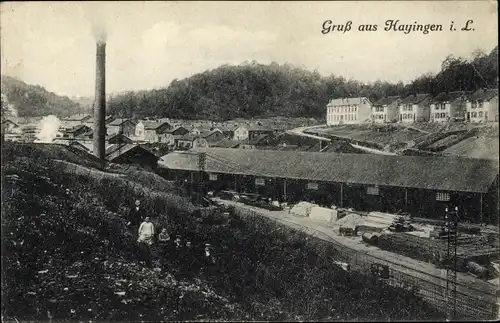 Ak Hayange Hayingen Lothringen Moselle, Ortsansicht, Schornstein