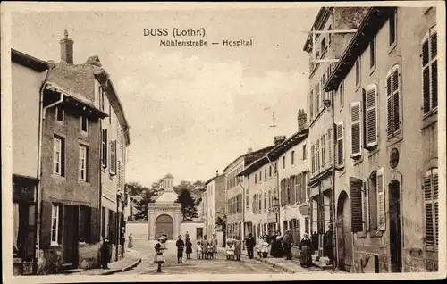 Ak Duss Moselle Lothringen, Mühlenstraße, Hospital