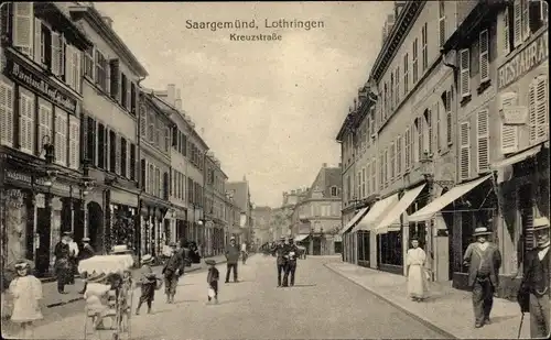 Ak Sarreguemines Saargemünd Lothringen Moselle, Kreuzstraße, Restaurant