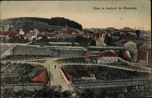 Ak Russange Lothringen Moselle, Blick auf die Stadt