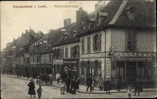 Ak Sarreguemines Saargemünd Lothringen Moselle, Nationalstraße