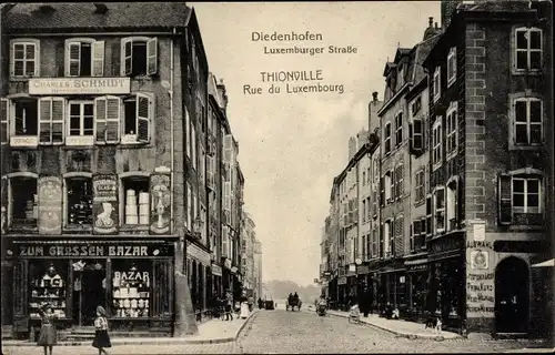 Ak Thionville Diedenhofen Lothringen Moselle, Luxemburger Straße, Geschäft von Charles Schmidt